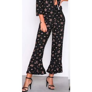 Free People El Paso Floral Flare Pants Black - Large NWOT